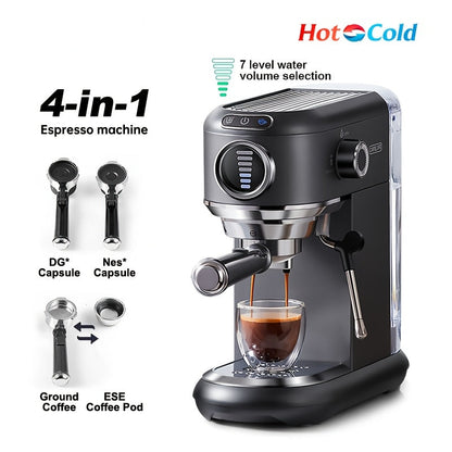 Espressomachine – Koffiemachine – Latte Maker – Cappuccinomachine – Halfautomaat – Roestvrij Stalen Behuizing – 7-instelbare Watervolume Controle