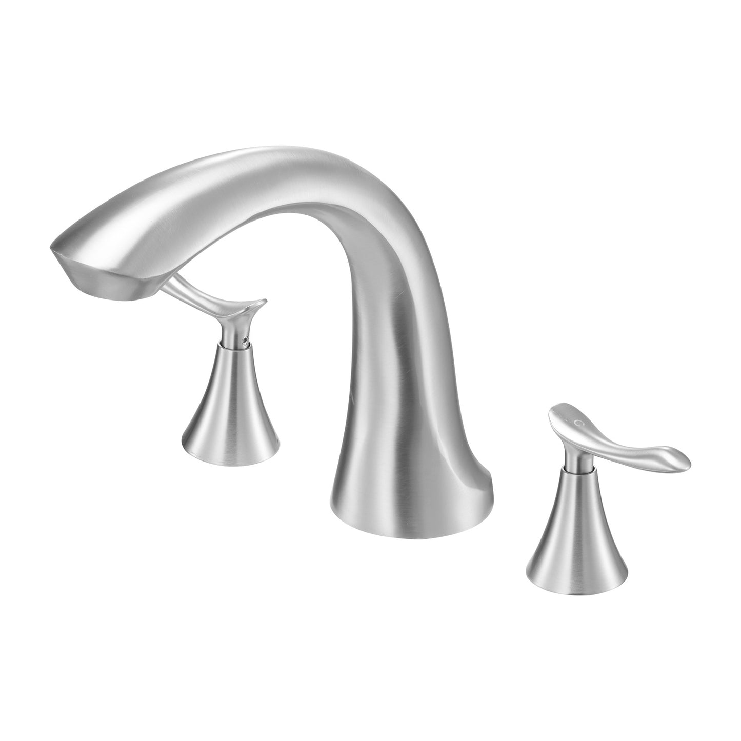 VEVOR Roman Tub Faucet, 3 Hole Waterfall Bathtub Faucet, Gooseneck Bath Tubs Faucets Set with 2 Handles, Deck Mount Bath Tub Faucets Set for Baby Care, Adult Bathing, Brushed Stainless Steel, High Arc