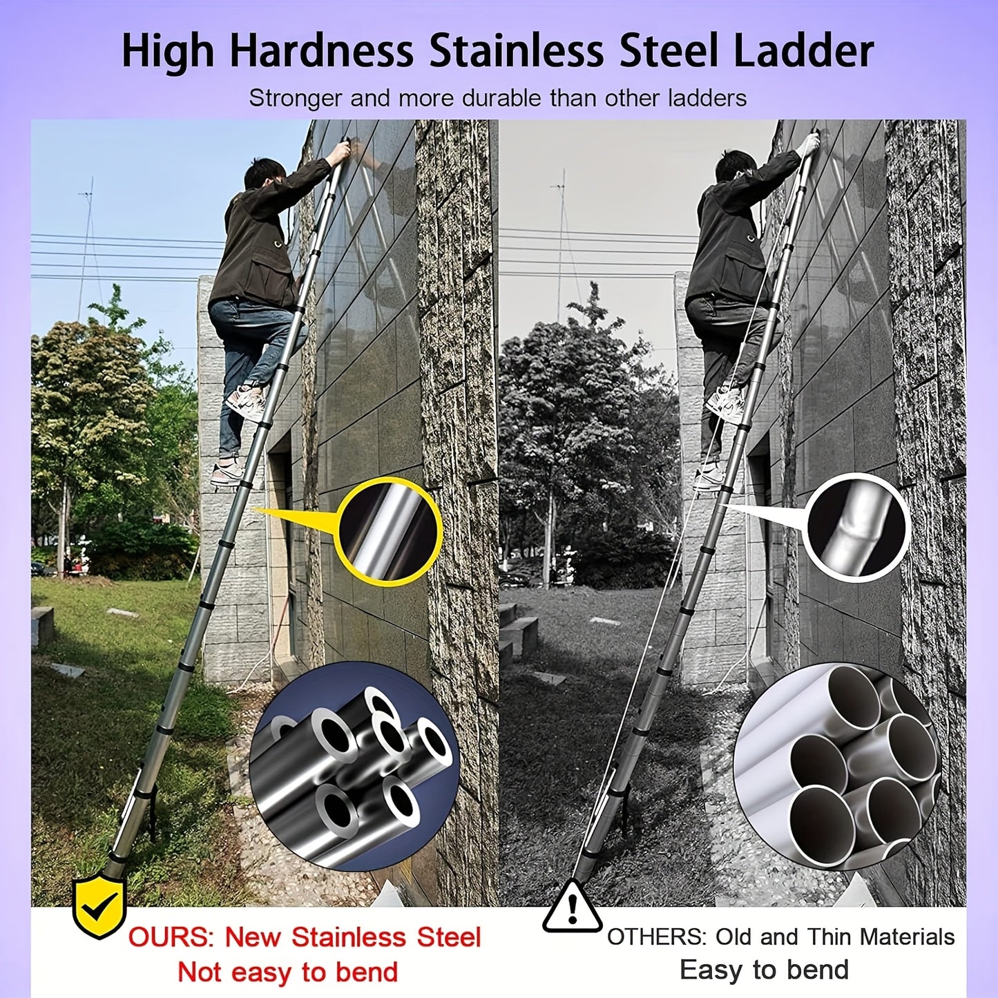 Vouwladder – Uitschuifladder – Multiladder – Huishoudtrap – Roestvrijstalen 2-in-1 Ladder – 5 Meter Werkhoogte – Max. 150 kg Belastbaar