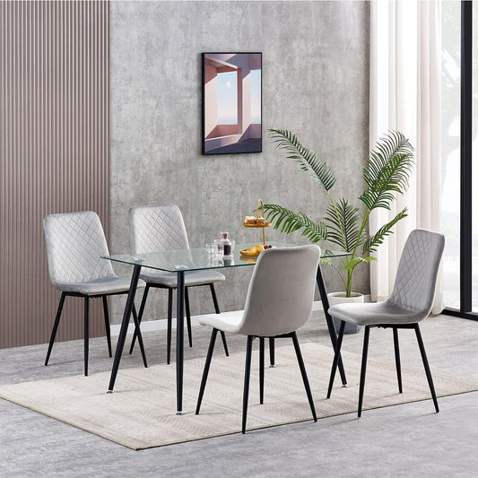 MCC Direct Dining Chairs in 4pcs Set Made of Velvet, Metal Legs, Lexi Chairs, Designer Chairs