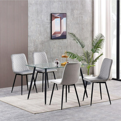 Design Eetkamerstoel – Luxe Stoel – Velvet Stoel – Metalen Stoel – Set Van 4 – Ergonomisch Comfort – Stabiele Metalen Poten