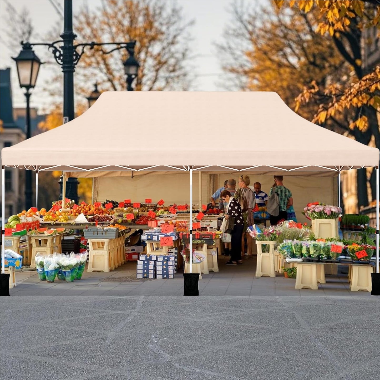 Paviljoen – Vouwtent – Partytent – Tuintent – Overkapping – 3x6m – Waterbestendig – UV Bescherming 50+ – Inklapbaar – Hoogte Verstelbaar – Beige