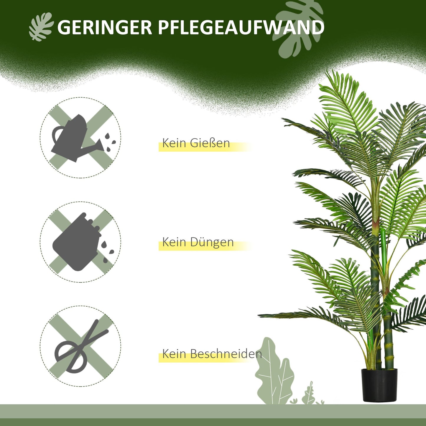 Kunstpalm – Kunstplant – Levensechte Palm – Nepplant – Decoratieve Plant – Inclusief Zwarte Pot – 150 cm Hoog – Onderhoudsvrij