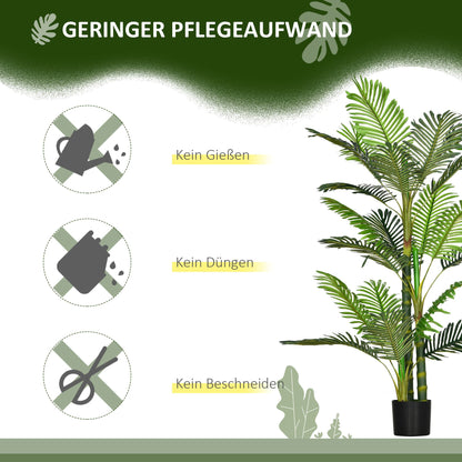 Kunstpalm – Kunstplant – Levensechte Palm – Nepplant – Decoratieve Plant – Inclusief Zwarte Pot – 150 cm Hoog – Onderhoudsvrij
