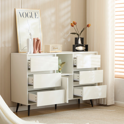 Moderne kast – opbergkast – ladekast – witte kast – meubelkast – 6 laden en deur – stevig en onderhoudsvriendelijk – compact en ruim met 3,2+ kubieke voet opslagruimte