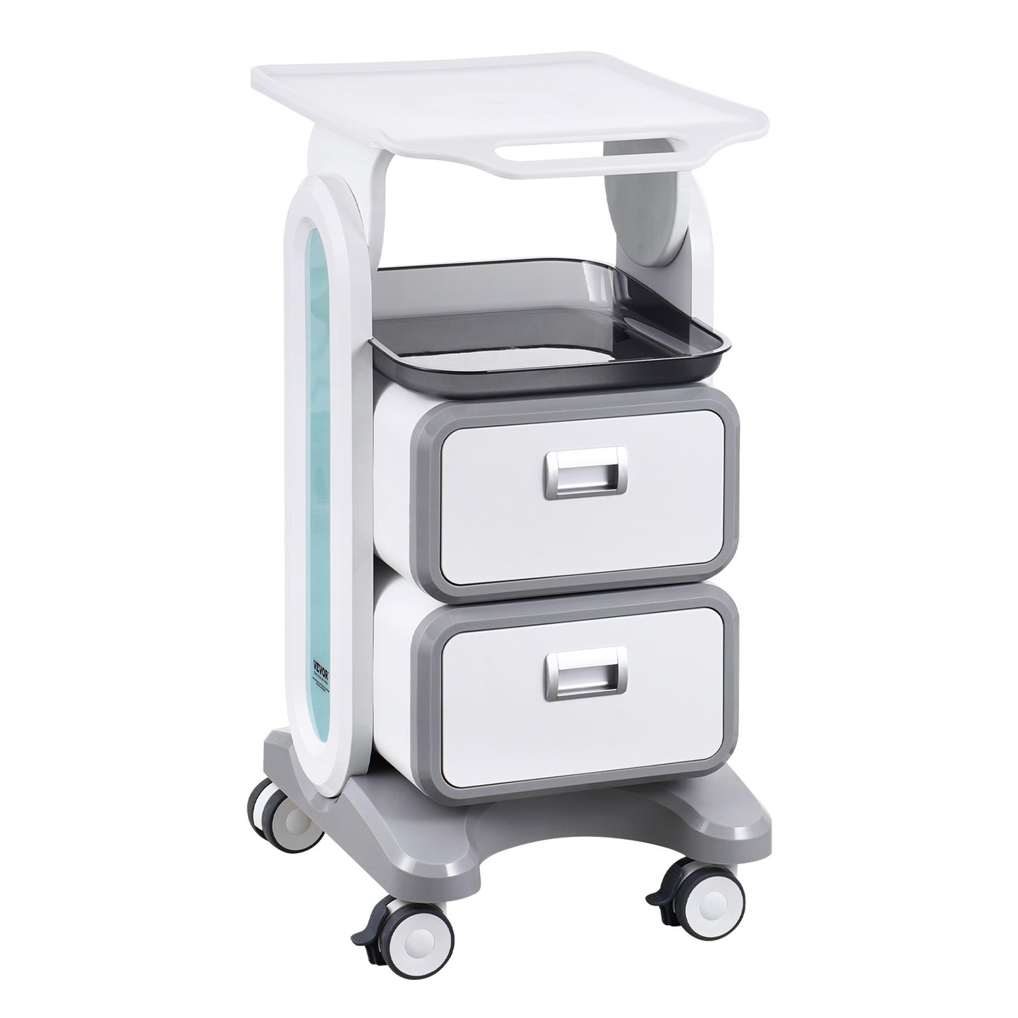 Medische Trolley – Verrijdbare Wagen – Lab Trolley – Behandelwagen – Opbergwagen – 3 Niveaus Met 2 Laden – Hoogwaardig ABS Kunststof & Vergrendelbare Wielen
