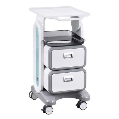 Medische Trolley – Verrijdbare Wagen – Lab Trolley – Behandelwagen – Opbergwagen – 3 Niveaus Met 2 Laden – Hoogwaardig ABS Kunststof & Vergrendelbare Wielen