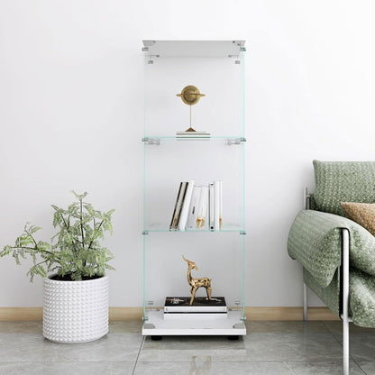 Glazen Vitrinekast – Vitrinekast – Displaykast – Collectiekast – Dressoir – 3 Glazen Planken – Met Slot – Wit – 125x42x36 cm