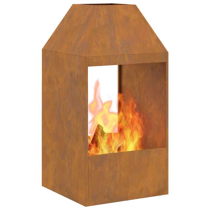 Fire Pit Brown 50 x 50 x 100cm Corten Steel - This Stylish Rectangular Outdoor Fire Pit Provides Warmth and Ambiance on Chilly Evenings. Durable Build for Long-Lasting Use, Eliminating Worries About Wear and Tear. Perfect Cho