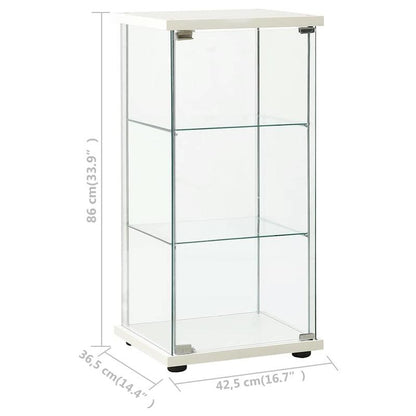Vitrinekast – Showcasekast – Opbergkast – Displaykast – Kastje – Wit – 4 Legplanken – Shutterdeuren – Compact <68,5 cm – Houtvezelplaat & Hardhout