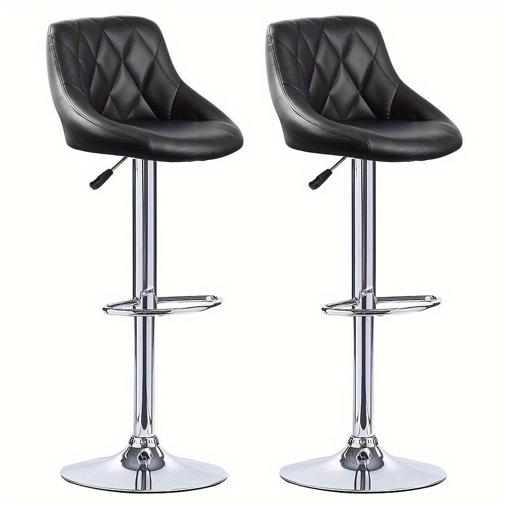 Barstoel – Barkruk – Keukenstoel – Hoogstoel – Draaistoel – Verstelbaar 55-75 cm – Zwart PU Leer – Ergonomisch Wingback Design Met Voetsteun