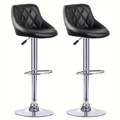 Barstoel – Barkruk – Keukenstoel – Hoogstoel – Draaistoel – Verstelbaar 55-75 cm – Zwart PU Leer – Ergonomisch Wingback Design Met Voetsteun