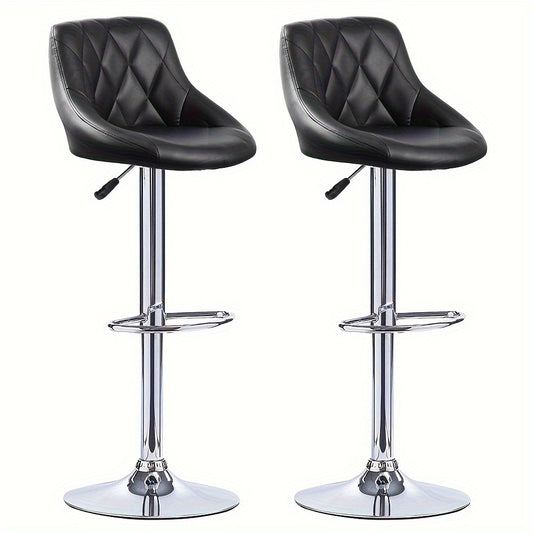 Barstoel – Barkruk – Keukenstoel – Hoogstoel – Draaistoel – Verstelbaar 55-75 cm – Zwart PU Leer – Ergonomisch Wingback Design Met Voetsteun