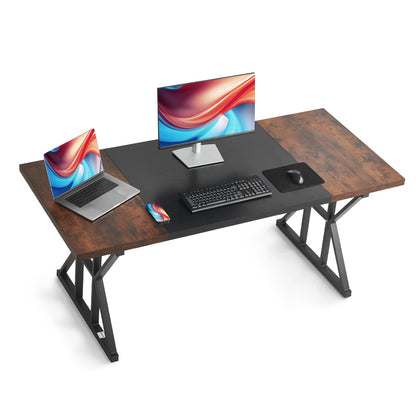 Grote Computerbureau – Bureautafel – Werkplek – Schrijftafel – Laptoptafel – Rustiek Bruin & Zwart – Stevig Carbonstaal Frame – 180x80 cm Groot Werkblad