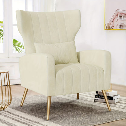 Fauteuil – Loungestoel – Relaxstoel – Zetel – Loungefauteuil – Wingback Design – Memory Foam Zitting – Gouden Metalen Poten
