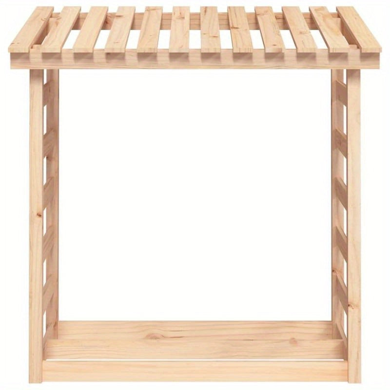 Heavy-Duty 108x64.5x110cm Wooden Firewood Rack - Rustic Outdoor Fireplace with Sturdy Bracket Shelf for Camping, Backyard, Garden & Patio - High-Quality Wood Heating Solution, Fireplace for Outside, Backyard Firebox, Natural