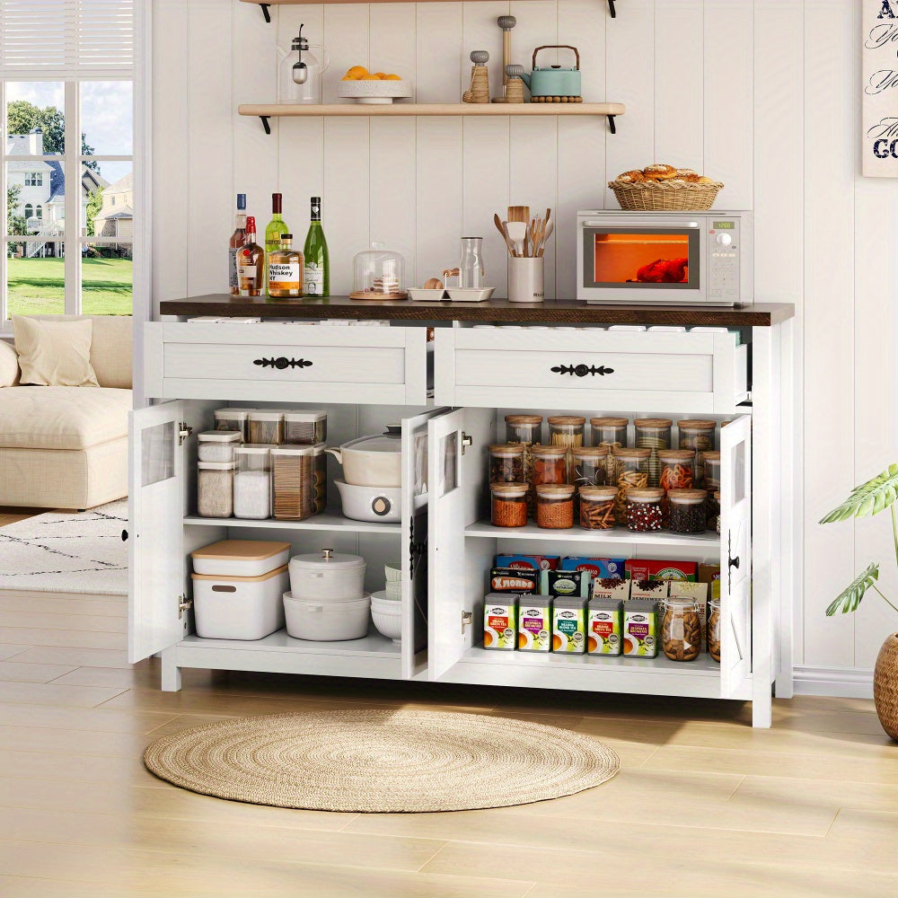 Dressoir – Buffetkast – Opbergkast – Sideboard – Ladekast – 140 cm breed – MDF materiaal – Rustiek modern ontwerp – 4 deuren en 2 ruime lades