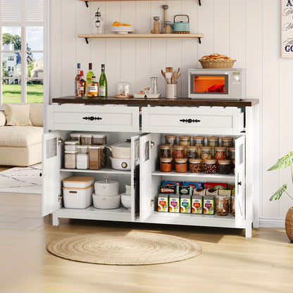 Dressoir – Buffetkast – Opbergkast – Sideboard – Ladekast – 140 cm breed – MDF materiaal – Rustiek modern ontwerp – 4 deuren en 2 ruime lades