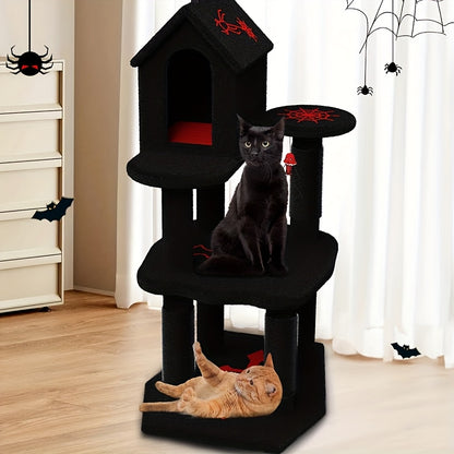 Kattenboom – Kattentoren – Krabpaal – Klimboom – Kattenmeubel – 3 Laags Hout – Afneembaar Hangbed – Afgeschermde Krabpalen