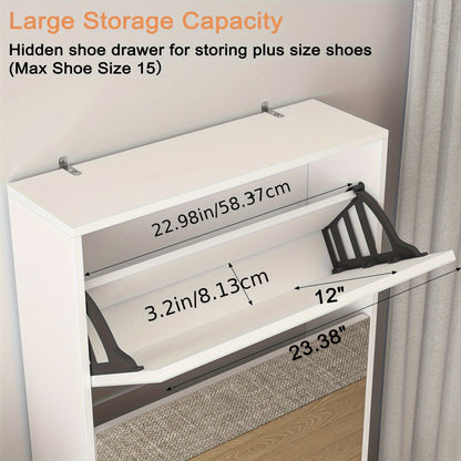 Schoenenkast – Schoenenrek – Schoenenopberger – Halkast – Schoenenbank – Spiegeldeur – Ruimtebesparend Design – Hout