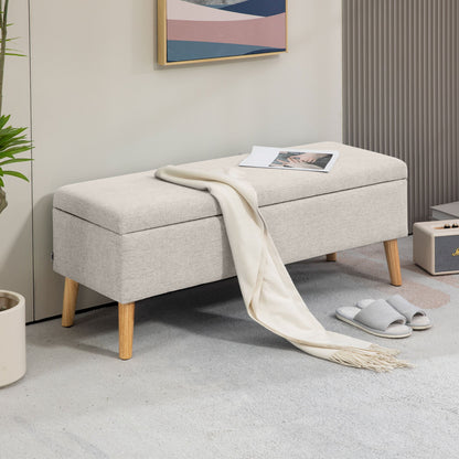 Opbergbank – Opbergkist – Zitbank – Halbank – Opbergbox – Linnen Look – 120 kg Draagvermogen – 110x39x45 cm