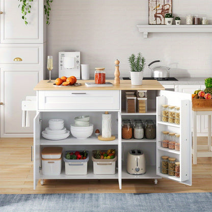 Keukentrolley – Keukenwagen – Serveerwagen – Opbergtrolley – Keukenkast – Oprolbaar – 5 Zwenkwielen – Houtnerflook 132,5x44x90 cm