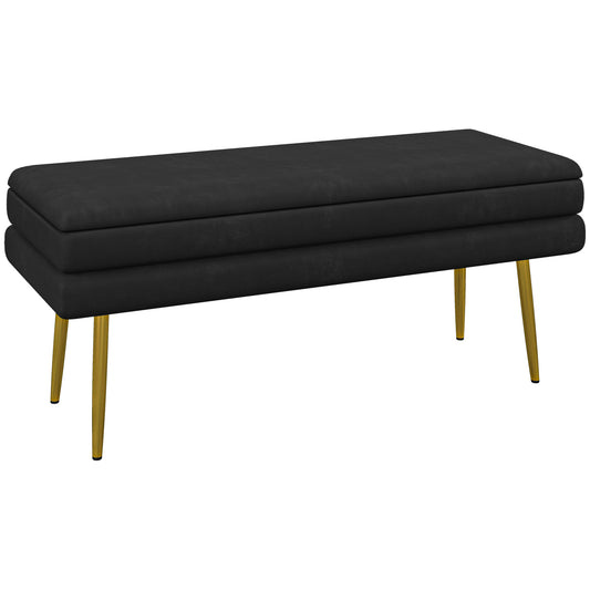 Gevulde Opbergbank – Opbergbank – Zitbank – Opbergmeubel – Bankje – Zwart – Stevig Stalen Frame – Compact Formaat 100x37,5x42 cm