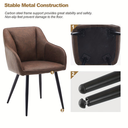 Moderne Eetkamerstoelen – Stoelen Set – Design Stoelen – Comfortabele Stoelen – Eettafel Stoelen – Memory Foam Zitting – Stevig Metaal Frame – Bruin