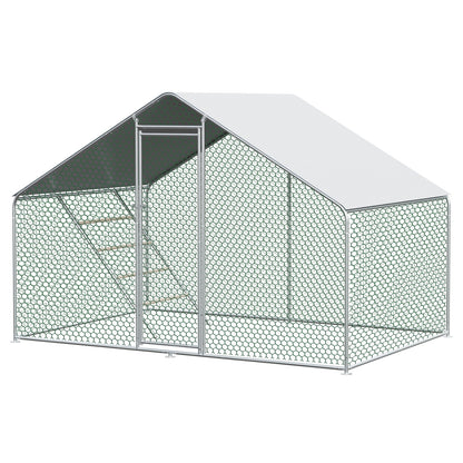 3x4x2 Meter Chicken Coop, Poultry And Livestock Enclosure, with Safety Lock, Made Of Metal, Suitable for Chickens, Rabbits And Other Small Animals.
