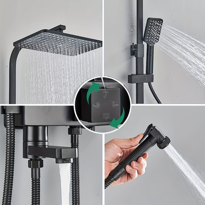 Matte Zwarte Douchekraan – Zwarte Doucheset – Regen Douchekop – Externe Douchekraan – Douche Thermostaat – Olie-gewreven Afwerking – 8 Inch Regendouche