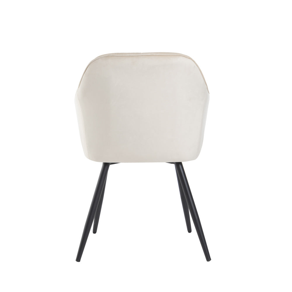 Eetkamerstoel – Stoel – Kuipstoel – Armstoel – Keukenstoel – Velvet Bekleding – Metalen Poten – Set Van 2 – Verstelbare Voorpoten – Beige