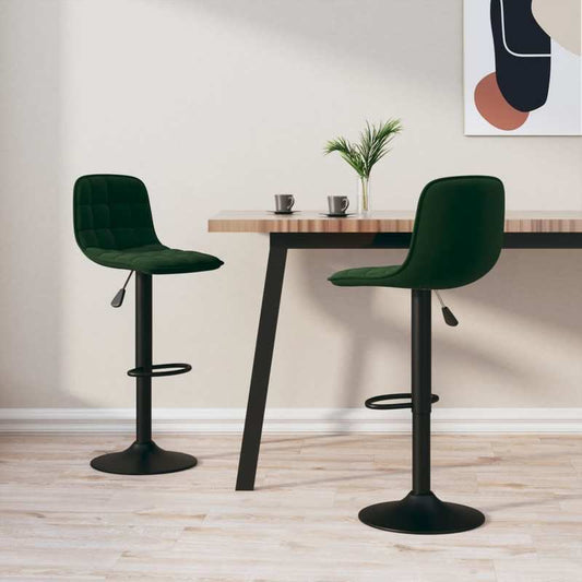 Barkrukken – Barstoelen – Counterstoelen – Pubstoelen – Hoge Stoelen – Donkergroen – Stofbekleding – Met Rugleuning – Set Van 2 – Modern Design – Stevig Frame