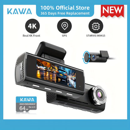 Dashcam – Auto Camera – Dual Recorder – Voorkant Achterkant – Wifi GPS – 4K Ultra HD Resolutie – Nachtzicht Met 8,03 cm IPS-Scherm