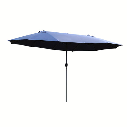 Parasol – Zonnescherm – Tuinparasol – Strandparasol – Terrasparasol – Grote Dubbelwandige Parasol Blauw – UV-Bescherming – Handkurk Bediening