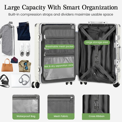 Harde Koffer – Reiskoffer – Trolley – Bagage – Carry-On – 20 Inch – Aluminium Frame – TSA Slot