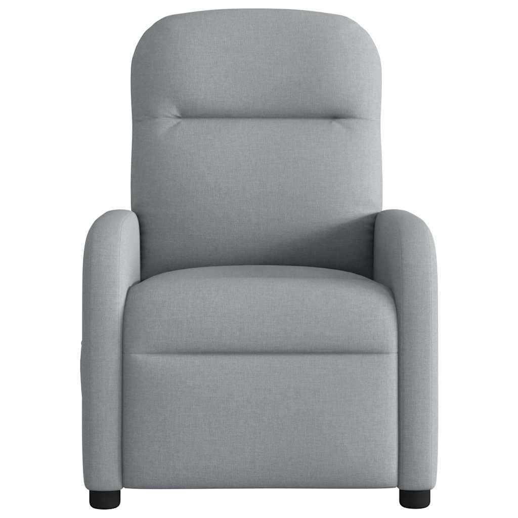 Fauteuil – Relaxstoel – Zitzak – Lounge Stoel – Leunstoel – Lichtgrijs – Stofbekleding – Verstelbare Rugleuning – Houten Frame
