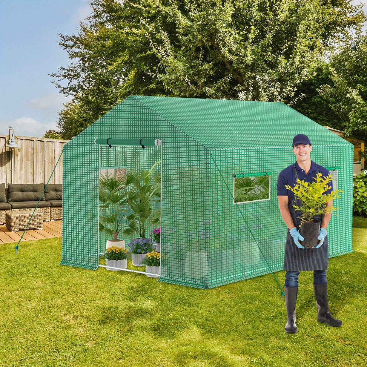 Kasfolie – Tuinkas – Broeikas – Kweekkas – Tomatenkas – 4,5x2x2 m – Stevig Plastic – Inclusief Ramen en Deur