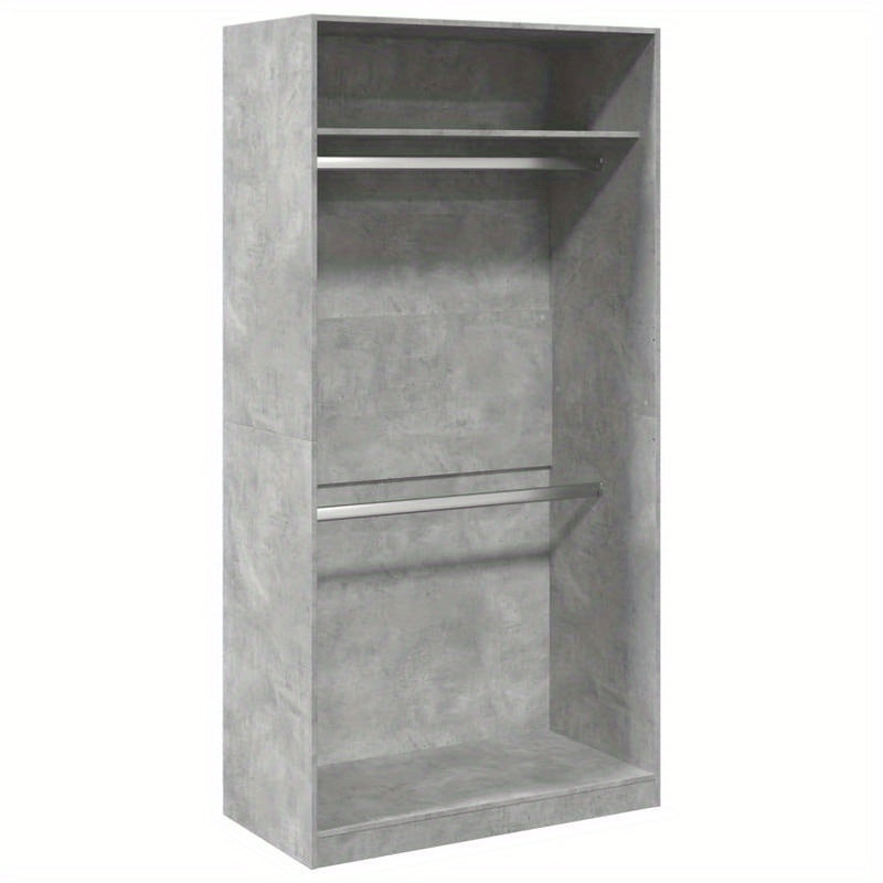 Kast – Opbergkast – Garderobekast – Kledingkast – Binnendeurkast – Betongrijs – Behandeld Hout – Weerbestendig – Compact 100x50x200 cm