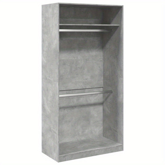 Kast – Opbergkast – Garderobekast – Kledingkast – Binnendeurkast – Betongrijs – Behandeld Hout – Weerbestendig – Compact 100x50x200 cm