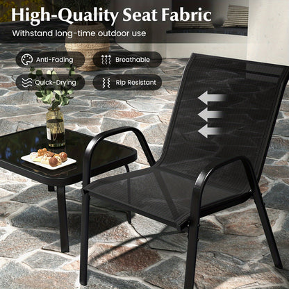 Tuinset – Loungeset – Bistroset – Zitgroep – Fauteuilset – Metalen Frame – Weerbestendige Stof – Temperatuurglas Tafelblad