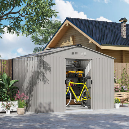 Tuinhuisje – Tuinschuur – Berging – Opbergschuur – Metalen Tuinkast – 5,4 m² – Gegalvaniseerd Staal – Schuifdeuren Met Slot – Ventilatieroosters – Antraciet