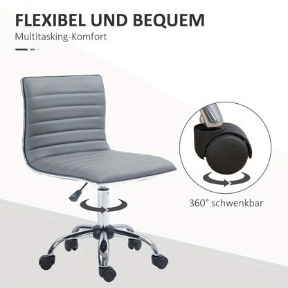 Bureaustoel – Office Chair – Draaistoel – Kantoorstoel – Computerstoel – Verstelbaar in Hoogte – Met Metalen Frame en Sponskussen – Lichtgrijs – Zonder Armleuningen – Max 120 kg
