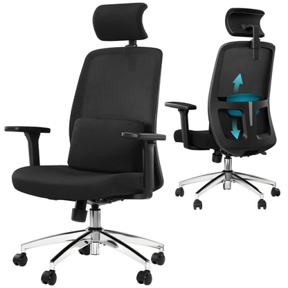 Bureaustoel – Ergonomische Stoel – Office Chair – Draaistoel – Computerstoel – Verstelbare Lendensteun & Hoofdsteun – Ademend Mesh & Max 150 kg