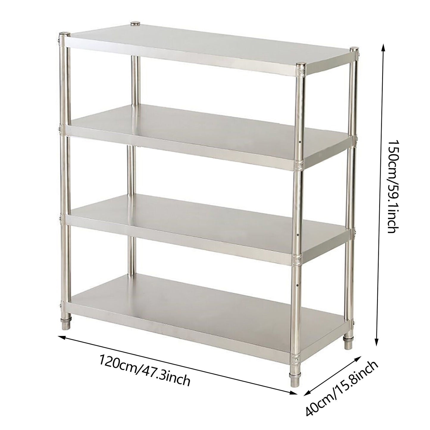 Keukenrek – Opbergrek – Gootsteenkast Organizer – Keukentrolley – Keukenorganizer – RVS Staal – 4 Niveaus – Max. 50 kg Draagvermogen