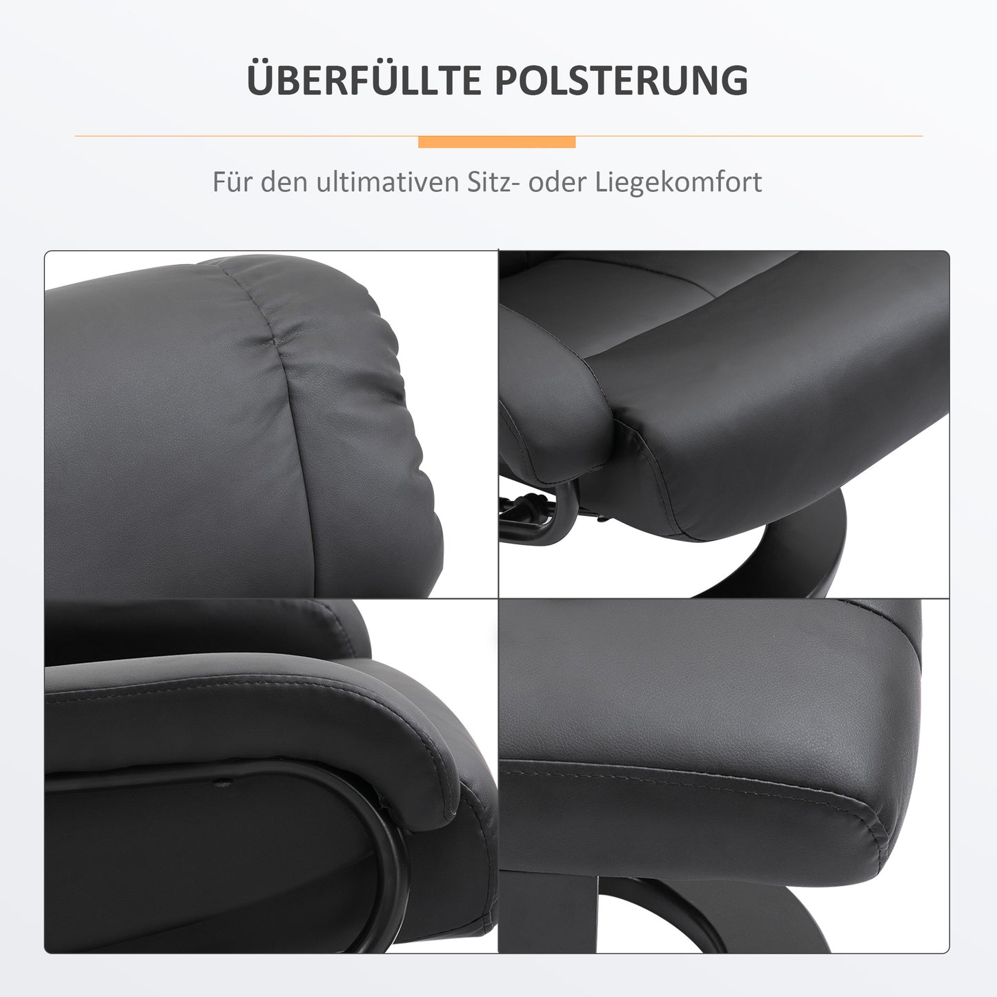 Elektrische Relaxfauteuil – Relaxstoel – Massagestoel – Verstelbare Fauteuil – Luisterstoel – Zwart Kunstleer – Massagefunctie en Elektrische Verstelbare Voetensteun