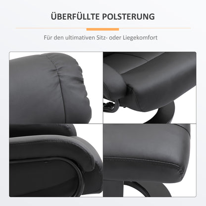 Elektrische Relaxfauteuil – Relaxstoel – Massagestoel – Verstelbare Fauteuil – Luisterstoel – Zwart Kunstleer – Massagefunctie en Elektrische Verstelbare Voetensteun