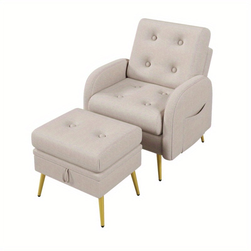Verstelbare loungestoel – Relaxfauteuil – Recliner – Zitstoel – Loungechair – 3-standen rugleuning – Stevig metalen frame – Inclusief inklapbare voetsteun