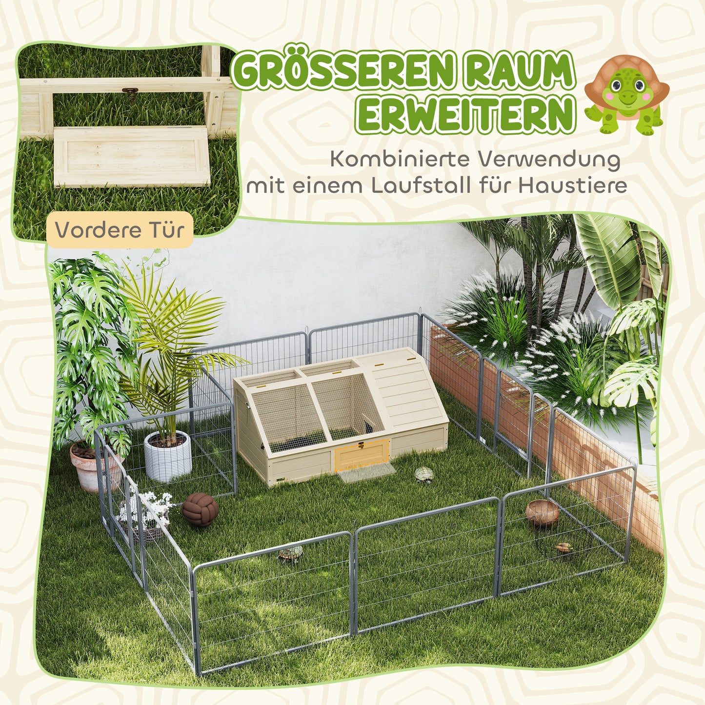 Schildpadbox – Schildpadhuis – Schildpaddenren – Buitenverblijf Schildpad – Schildpaddentuin – Natuurlijk Bodemontwerp – Stevig Dennenhout en Gegalvaniseerd Staal