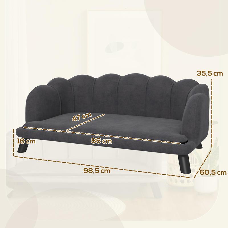 Hondenbank – Hondenbed – Huisdierbank – Dog Couch – Scandinavische Hondenbank – Medium Honden Tot 25 kg – Duurzaam Heavy-Duty PVC – Afneembare Rugleuning