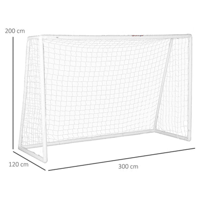 Voetbaldoel – Doelnet – Trainingsgoal – Mini Doel – Soccer Goal – Lichtgewicht PVC Frame – Weerbestendig Net – 300x120x200 cm – Inclusief Grondankers – Wit